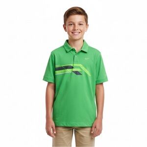 Nike Drifit Activewear Green Golf Shirt for Preteen Boy, Youth Large, Preloved